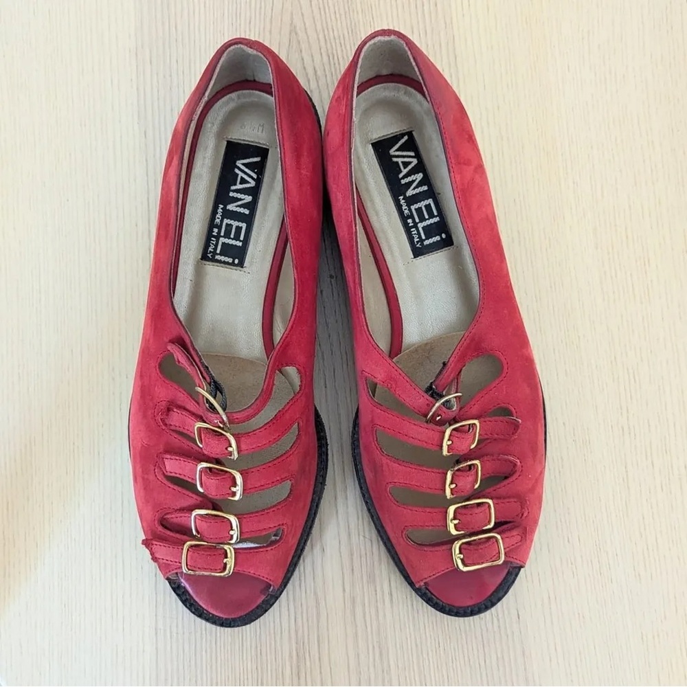 Vintage Van Eli red buckle shoes - 6.5